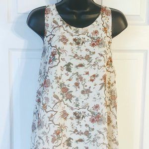 Max Studio Cream Flowered Sleeveless Top